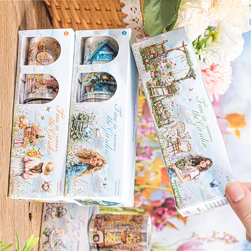 

Mr Paper, 1 style 12 rolls/bag Time in the Garden Series Garden Layout Kit Tape washi tape kawaii masking tape