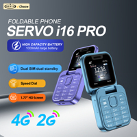SERVO i16 PRO 2G GSM/4G LTE Mini Flip Mobile Phone Dual SIM Standby Speed Dial FM Radio Blacklist Torch Folding Pocket Cellphone