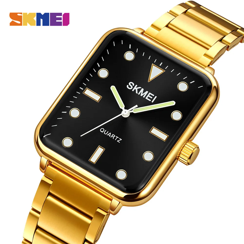 SKMEI Relogio Masculino Quartz Movement Top Brand Luxury Stainless Steel Strap Watch Mens 3Bar Waterproof Wristwatches For Men