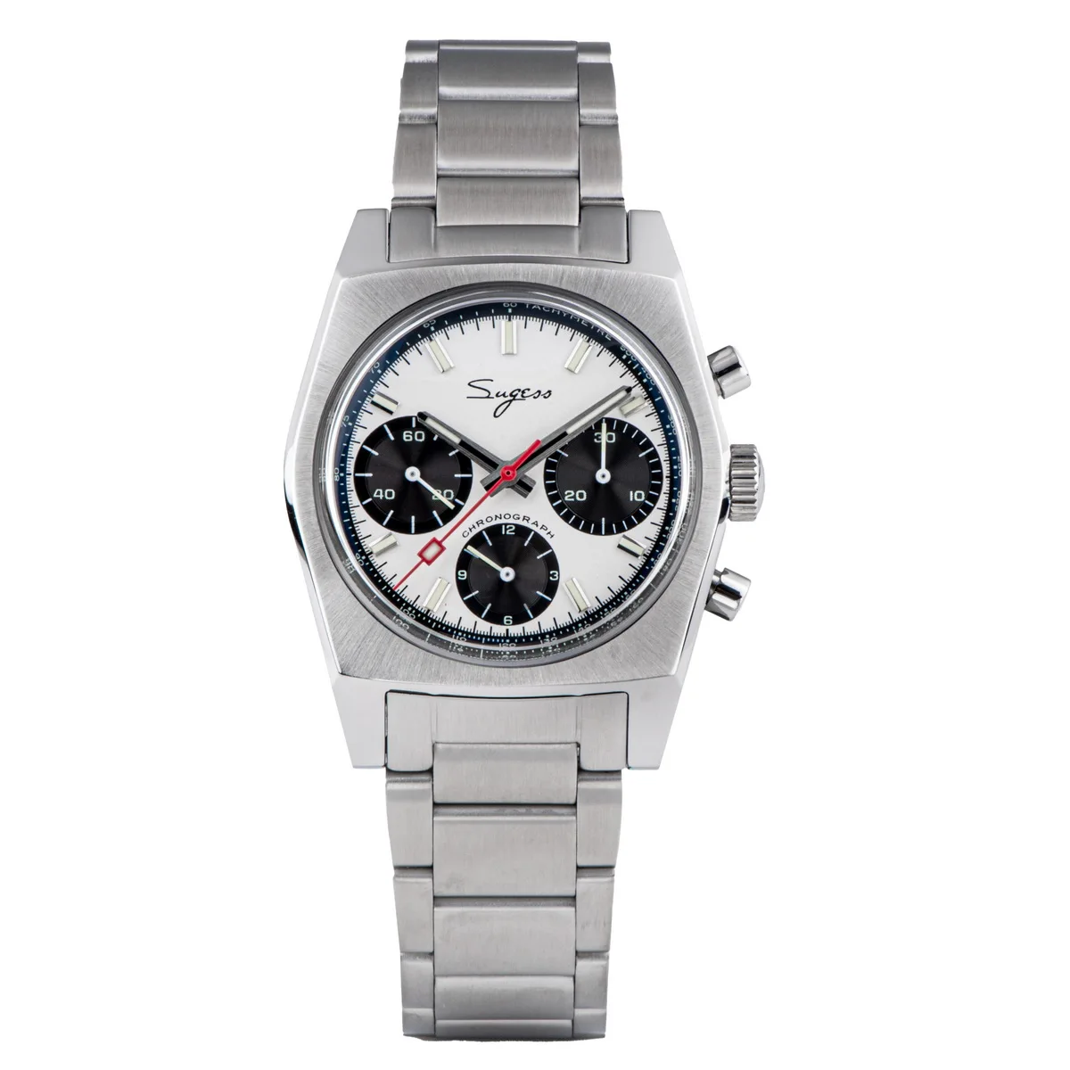 SUGESS S419 37mm メカニカルクロノグラフ 銀色腕時計