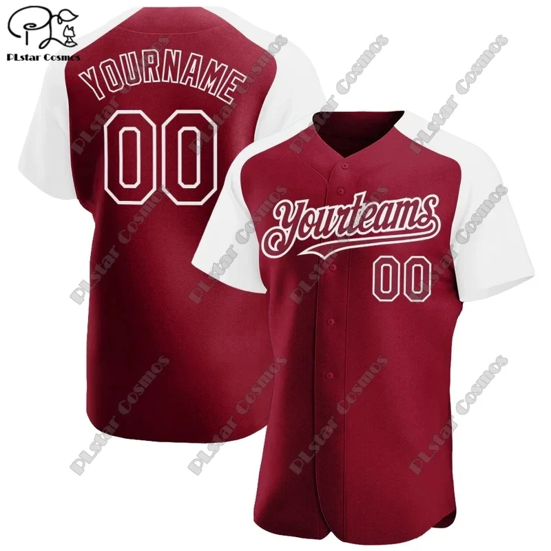 PLSTAR COSMOS Baseball Shirt Custom 3D Printing Red Brown Army Green Clothing Assorted Color Raglan Sleeves Casual Unisex