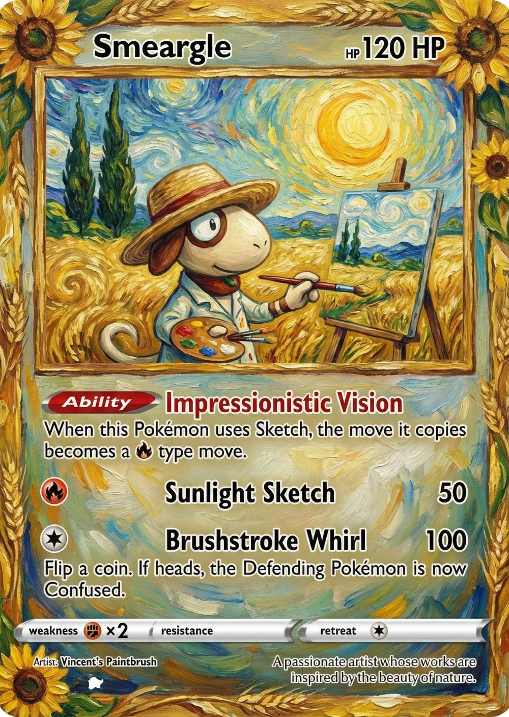 5Pcs Pokemon Cards Smeargle Snorlax Sunflora Jirachi Van Gogh Post Impressionism Series PTCG Cards Game Rare Holo Pokemon Cards view 3