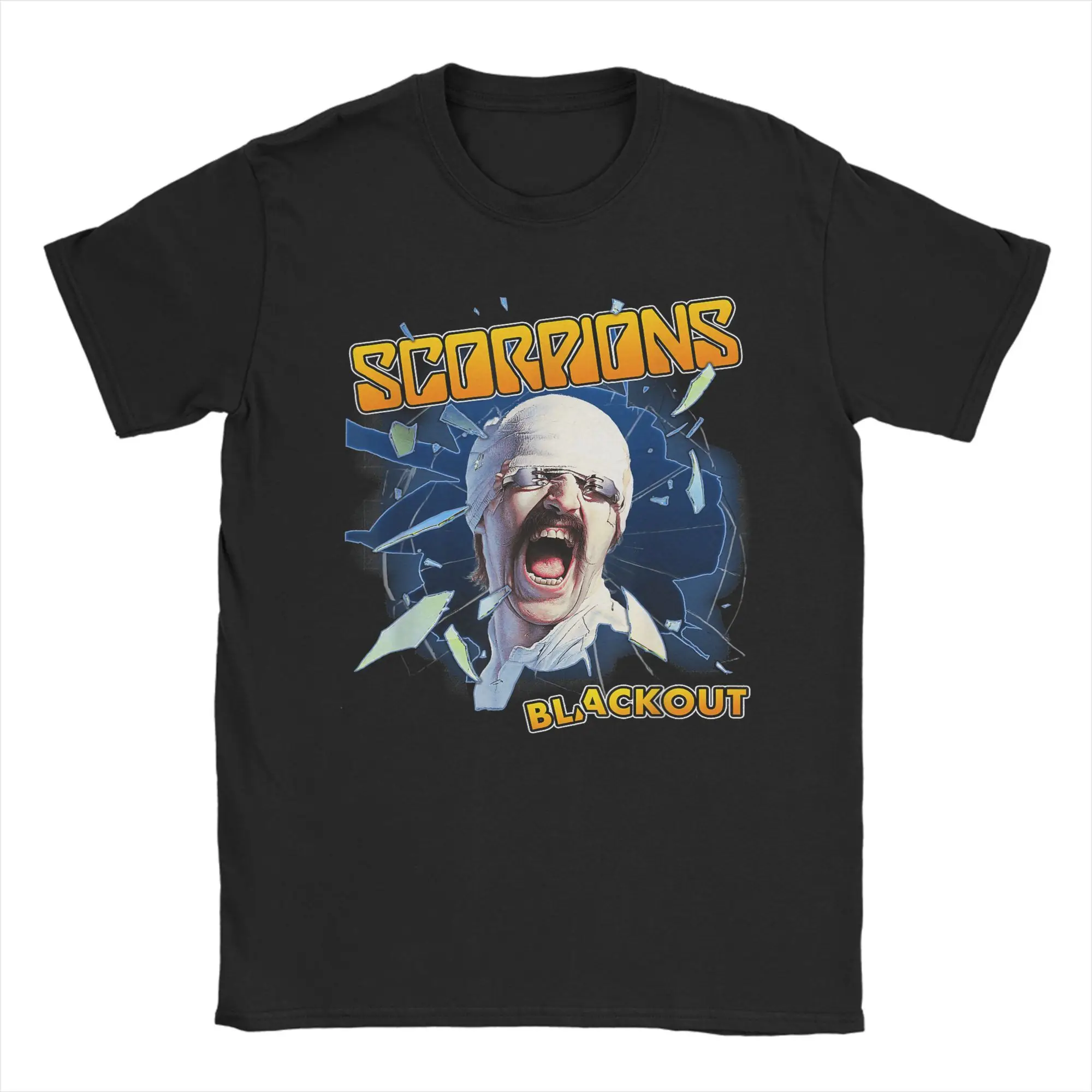 

Scorpions Blackout T-Shirts for Men Casual Pure Cotton Tees Round Collar Short Sleeve T Shirt 4XL 5XL Clothing
