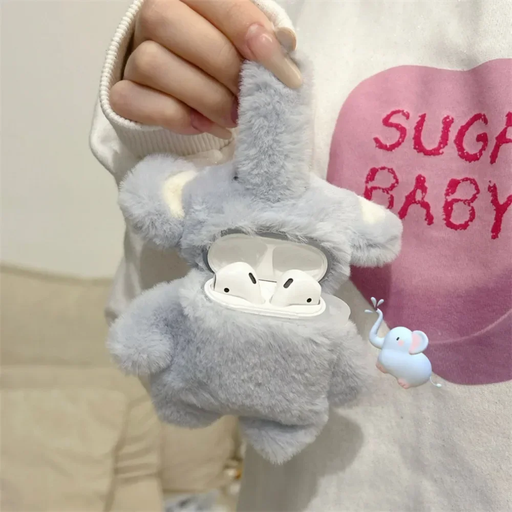 حافظة سماعة أذن بلوتوث لاسلكية على شكل فيل أزرق لطيف لأجهزة AirPods 3 و4 غطاء حماية لسماعات أذن Apple