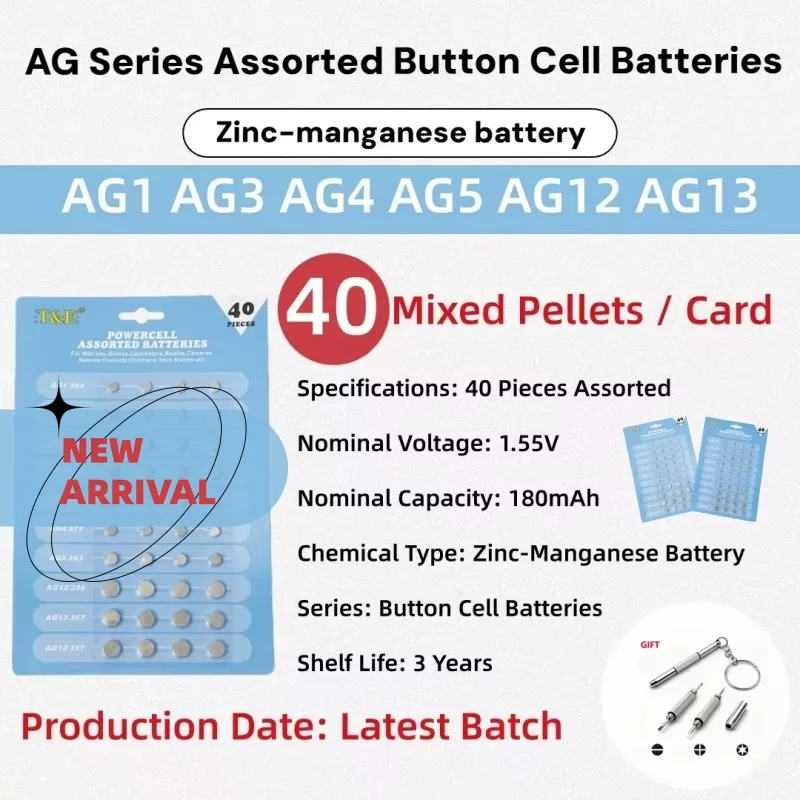 

Lot Mixed Batteries Set 1.55V AG13 LR44 L AG1 AG3 AG4 AG5 AG12 SR44 Button Batteries A76 LR1154 GP7 Cell Coin