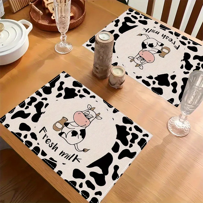 VIKAMA 4/6/8/10PC Nette Kuh Tischsets Wasserdicht Cartoon Tier Muster Restaurant Cafe Picknick Ins stil Tischsets