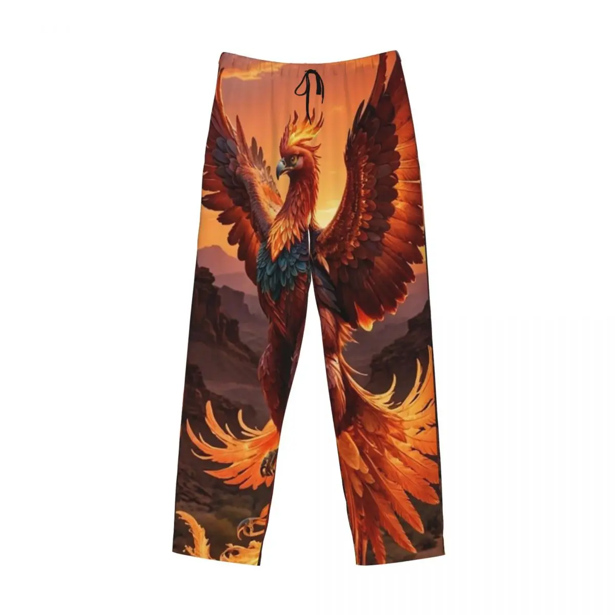 

Изготовленные на заказ пижамные штаны с мифической птицей Феникса и огненными крыльями, мужская одежда для сна, штаны для сна с карманами