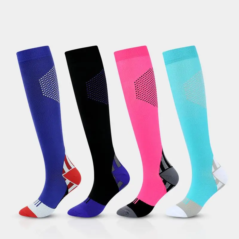 4pair New Compression Honeycomb Pattern Stockings Nylon Women Men Fashion Casual Sport Knee Pressure Socks Nurse High Quality