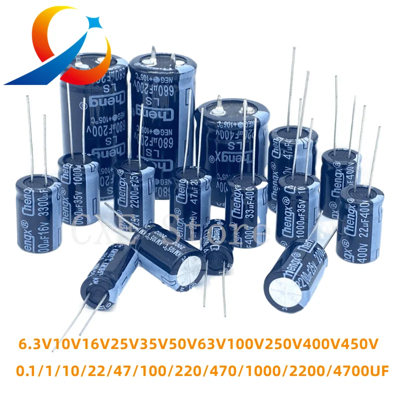 10V 16V 25V 35V 50V 63V 100V 200V 250V 400V Aluminum Electrolytic Capacitor 20% 100UF 470UF 680UF 1000UF 1500UF 2200UF 3300UF