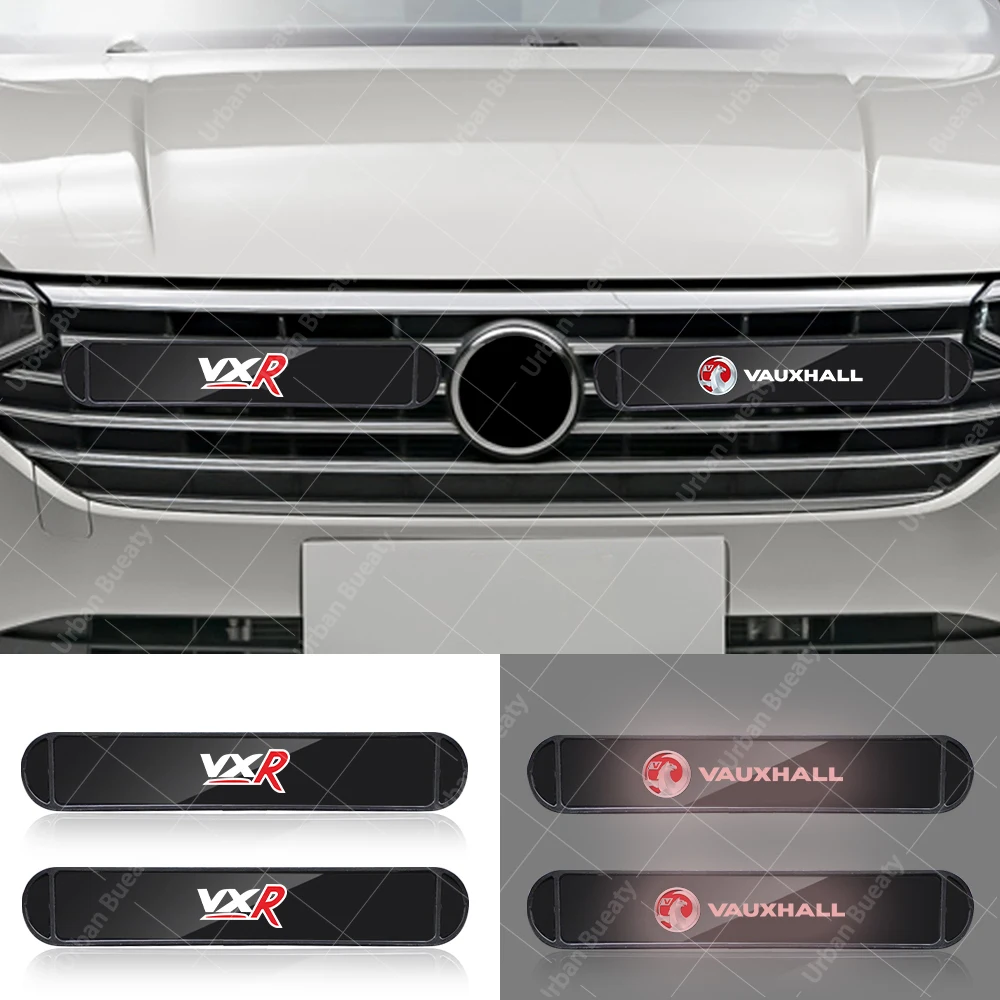 12V Car External Front Grille Trim Emblem Luminous LED Lights Badge For Vauxhall Tigra Vectra B  Vita Viva Vivaro VX220 VXR VXR8