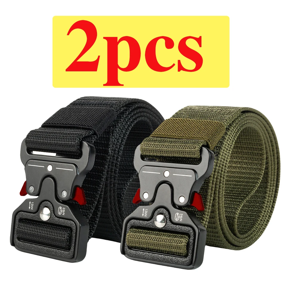 2er-Pack Herren Taktischer Gürtel, Outdoor-Sport-Trainingsgürtel mit Schnellverschluss und Symmetrischer Schnalle, Unisex Multifunktionaler Langlebiger Gürtel