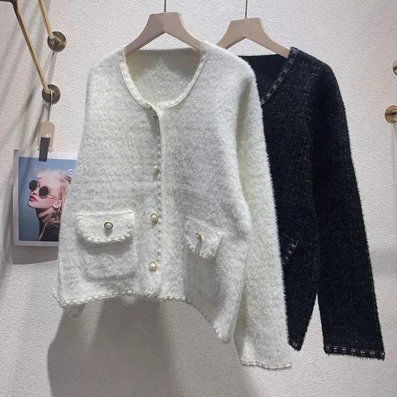 

Single-Breasted Knitted Cardigans All-Match Streetwear Sweater Coat Autumn Winter New Women's Cardigan Jackets Korean Fashion