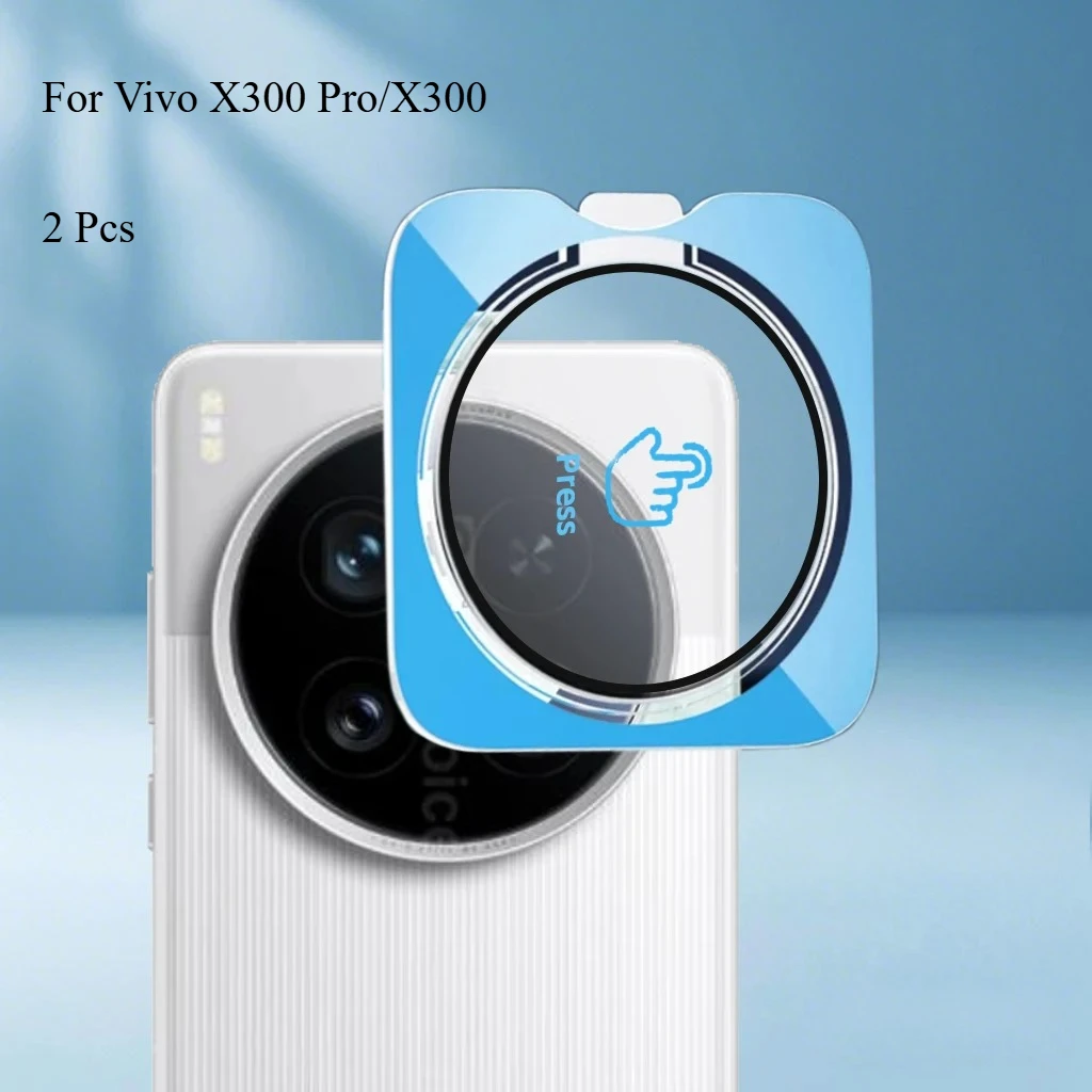 2 Stück Vollkleber-Kameraobjektivschutz für Vivo X300 Pro/X300 gehärtetes Glas Objektiv-Locator-Installation