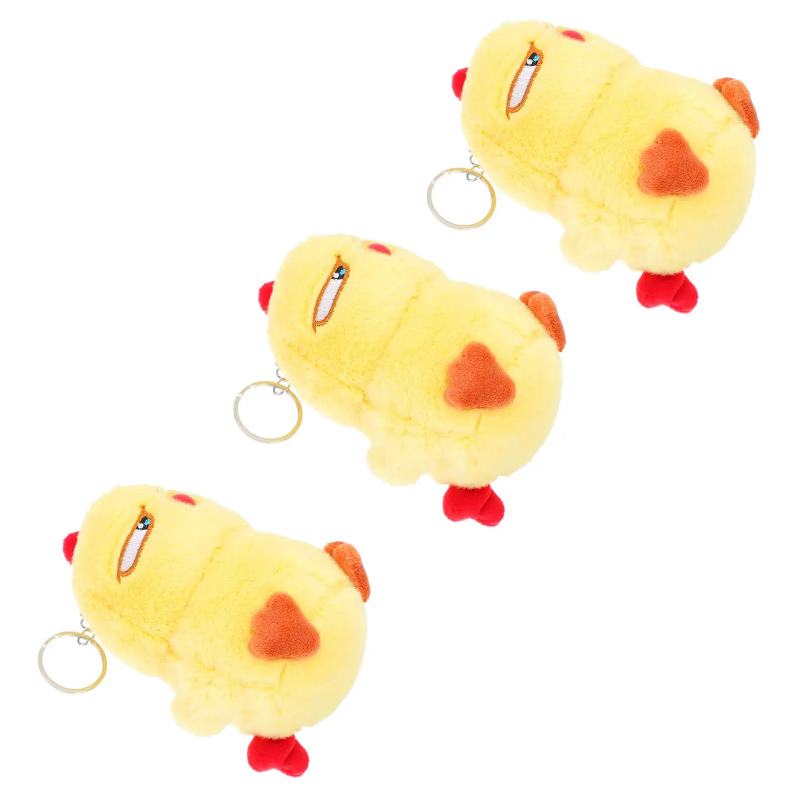 

3 Pcs Chick Plush Bag Hanging Pendant Bagged Creative Keychain Short Decor