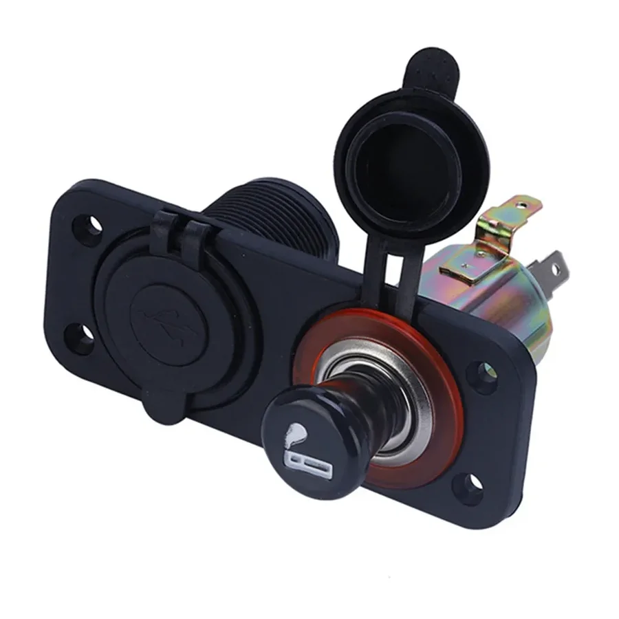 12V 24V Charger Power Adapter Outlet Accessories Panel for Motorcycles Boat Dual USB Car Cigarette Lighter Socket Splitter