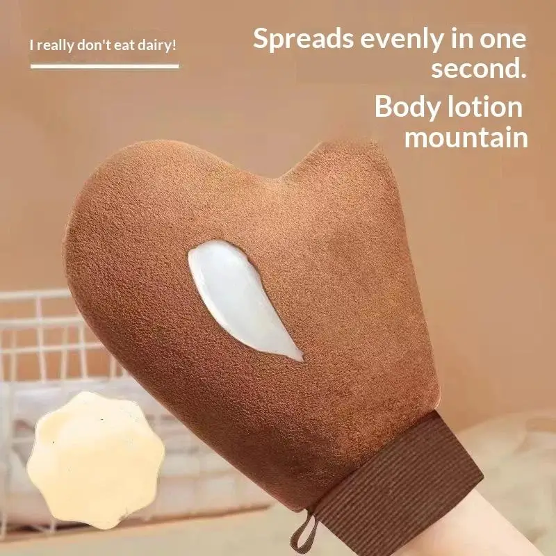 Körperlotion-Handschuh Selbstbräunungs-Handschuh Doppelseitig Verhindert Klebrige Hände Applikator Schnell Trocknender Beflockter Handschuh Make-up-Applikator – Detail 5