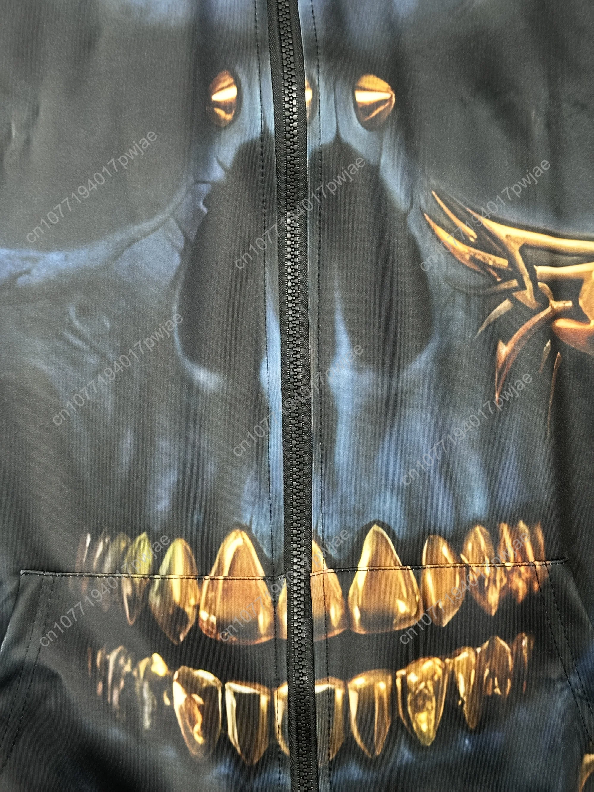 Sudaderas con capucha para hombre de talla grande - Sudadera con capucha con estampado de calavera 3D y bolsillo con cremallera, ajuste regular, sudadera con cuello con capucha con estampado completo - 1 pieza, Po