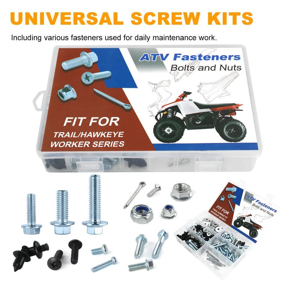 Motorcycle 160PCS ATV Bodywork Engine Plastics Frame Exhaust Bolts Kit For POLARIS HAWKEYE 300 325 400 WORKER 335 WORKER 500