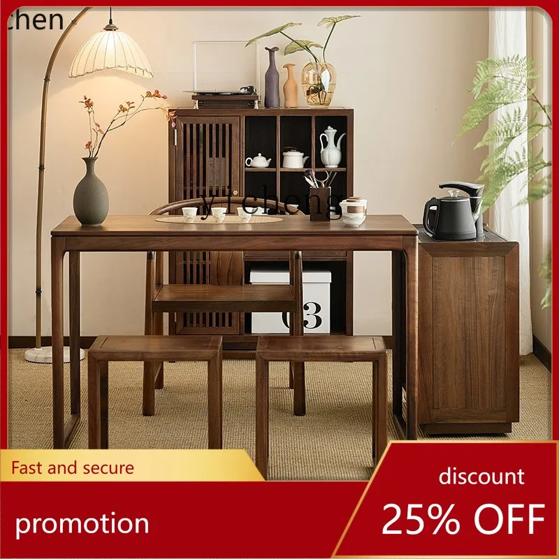 ZML North American Black Walnut Balcony Small Tea Table Solid Wood Tea Table Kung Fu Tea Table