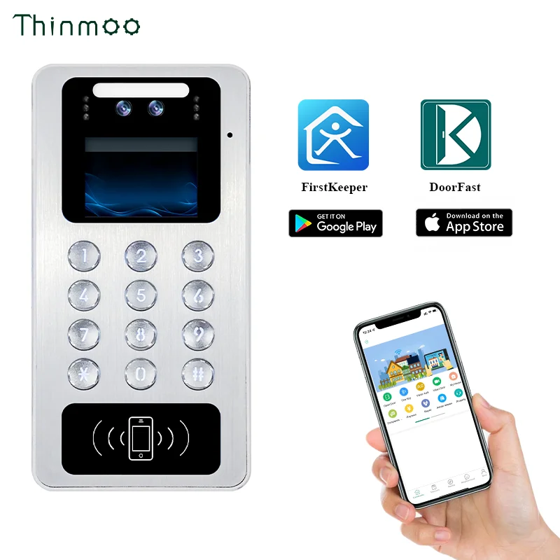 Thinmoo 2.4 Inch Screen Metal Keypad Face Recognition Cloud  Video Intercom SIP POE Ethernet Doorstation