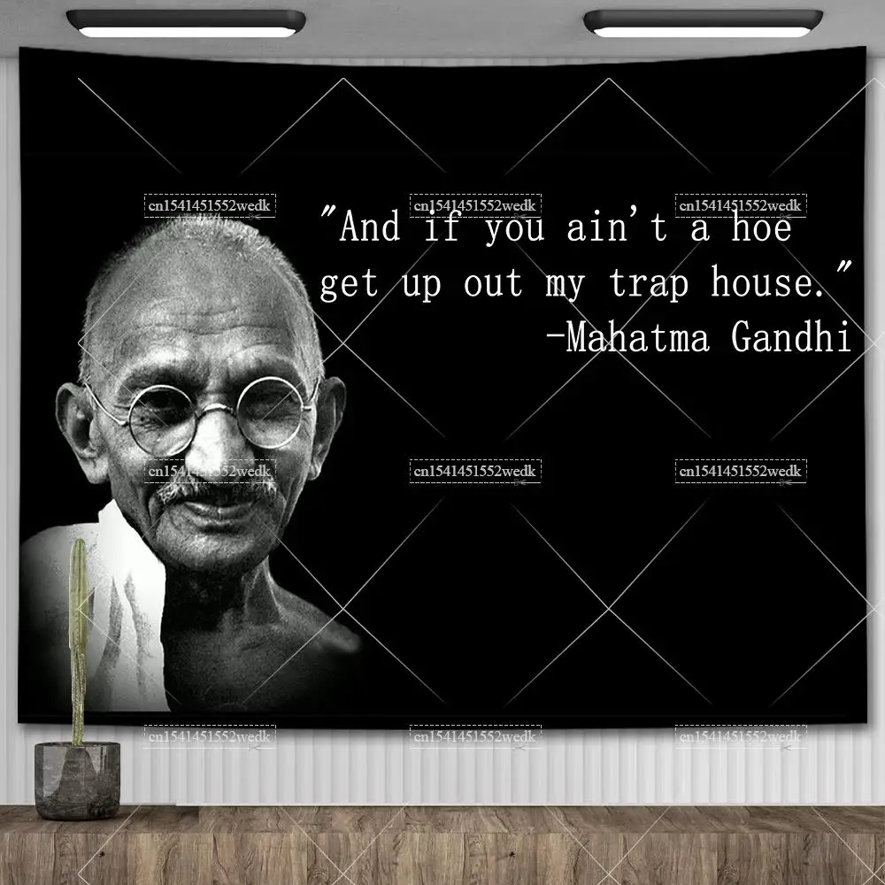 Chief Gandhi Flag Quote Banner Wall Decor Tapestry Gandhi's Trap House Meme Tapestry Aesthetic Yoga Mats Bedroom Decoration