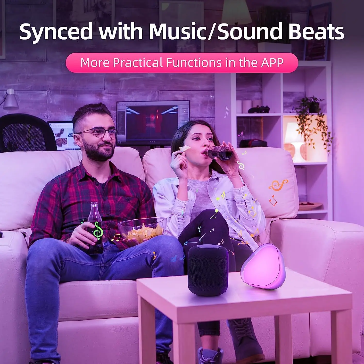 Mesa inteligente wi-fi luz ambiente tuya app bluetooth sincronização de música captador ritmo lâmpada funciona com alexa google casa quarto festa decoração