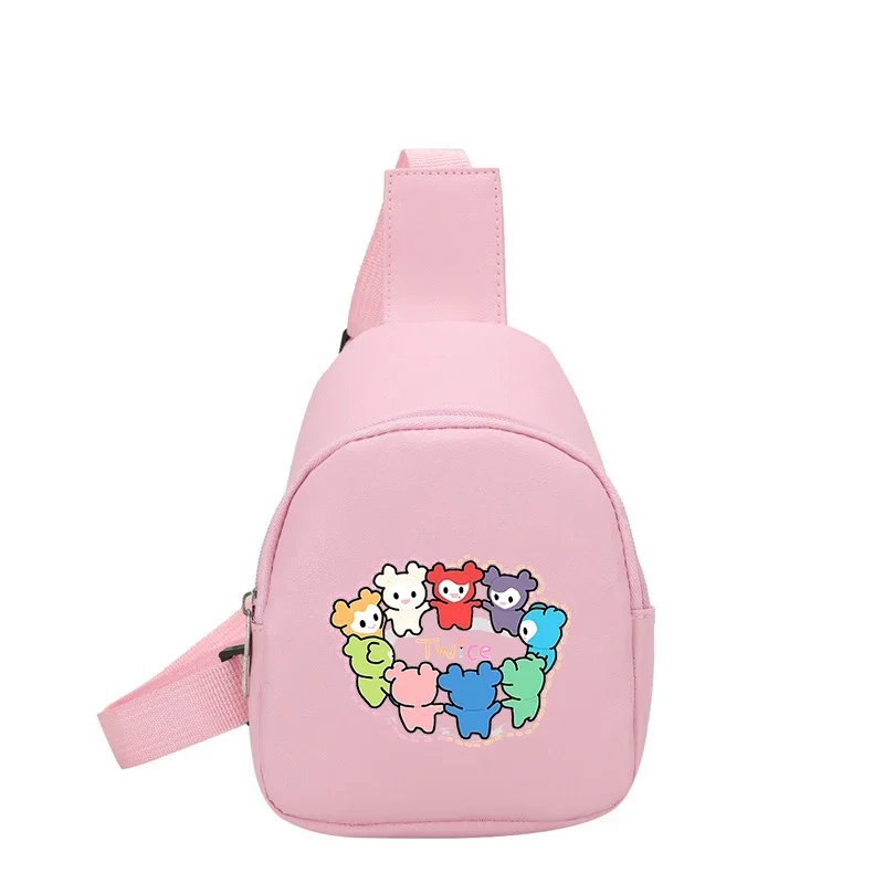 Cute Cartoon Chest Bag Kpop TWICE Shoulder Bag PU Leather Portable Crossbody Bag Woman Man Fashion Outdoor Satchel Birthday Gift view 2