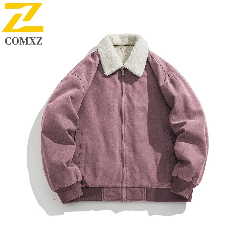 COMXZ الرجال سترة خارجية موضة الوقوف طوق المشي لمسافات طويلة السفر يندبروف سترة 2025 قسط مقاومة البرد الشتاء معطف الحشو الجديد