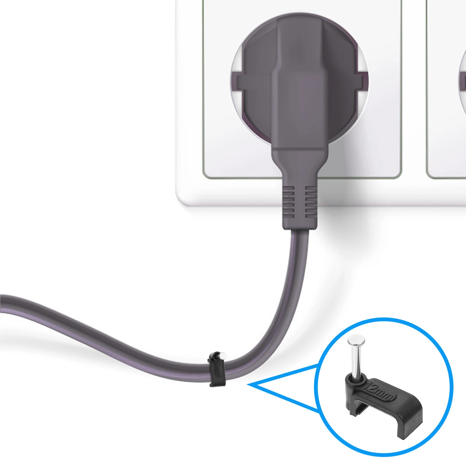 

100pcs Half Clamps Black J Hooks Cable Clips Wire Fixing Tools Durable Lightweight Steel Nail Support Holders