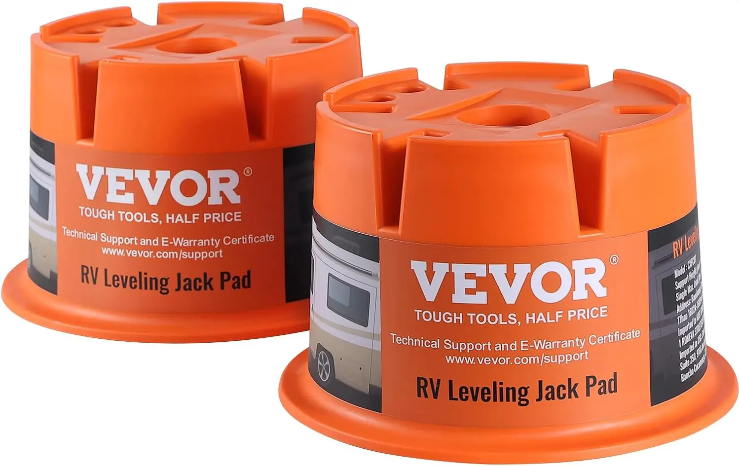 VEVOR Trailer Jack Block, 2000 lbs Capacity per RV Leveling Block, Polypropylene RV Camper Stabilizer Blocks, 2-Pack