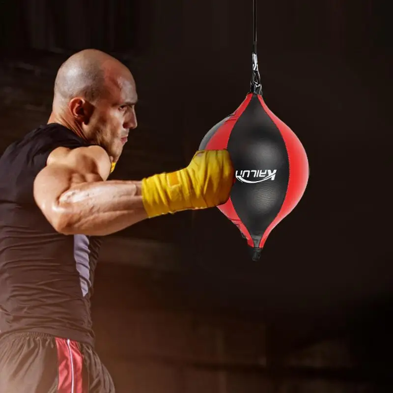 Quality PU Leather Boxing Punching Bag Pear Boxing Bag Inflatable Boxing Speed Bag Double End for Various Training Methods ﻿