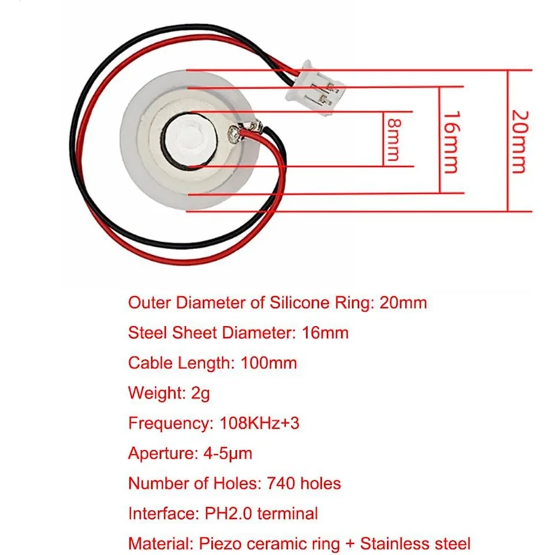 ABPQ-6Pack DC 5V USB humidificador atomización disco interfaz micro placa de circuito de unidad de atomización para el hogar DIY