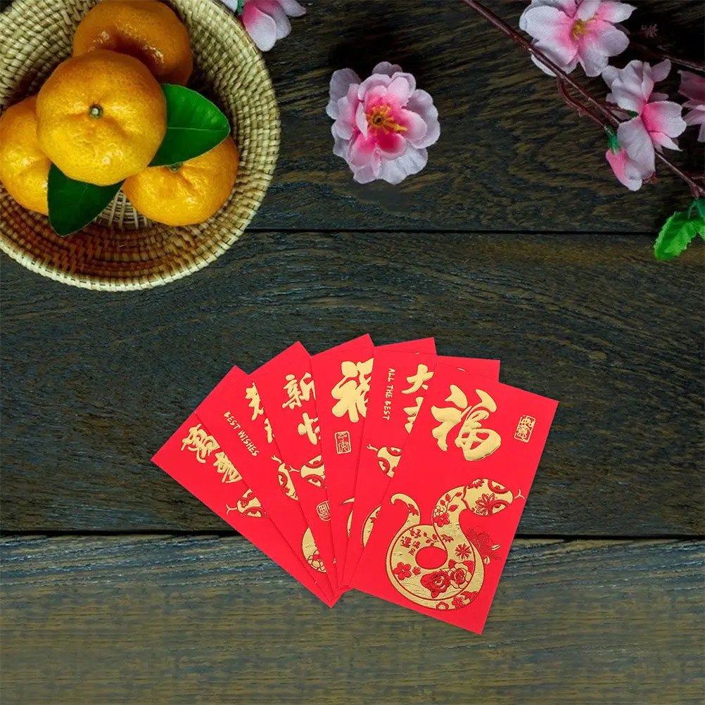 

60Pcs Red Envelopes Year of The Snake 2025 Spring Festival Money Holders Decorative Chinese New Year Lucky Pockets
