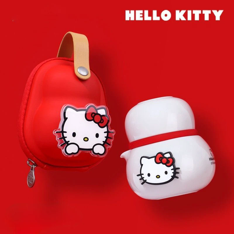 

Kawaii Hello Kitty Tea Set Cartoon Multi Color Portable Travel High-grade Teapot Tea Cup Set Anime Accessories Girl Perfect Gift