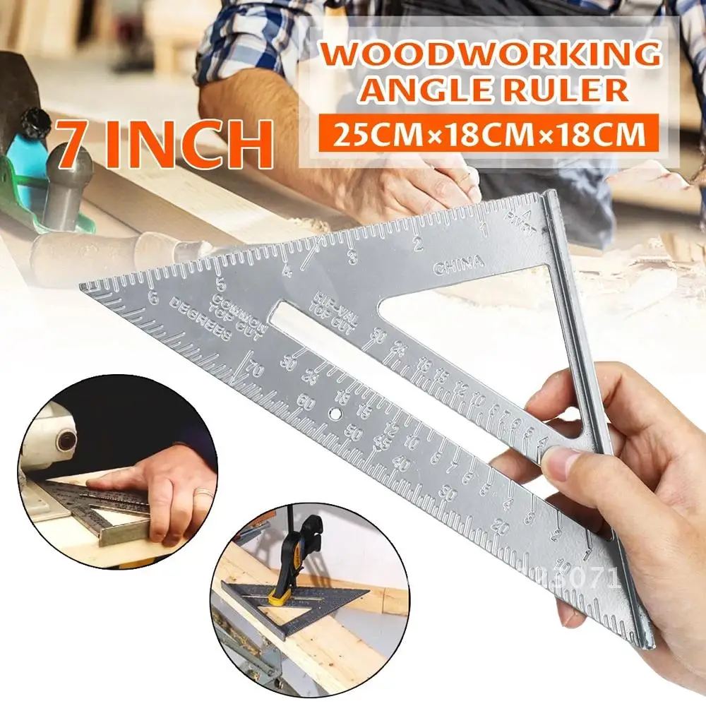 

7inch Measurement Tool Square Ruler Aluminum Alloy Speed Protractor Miter For Carpenter Tri-square Line Scriber Saw Guide