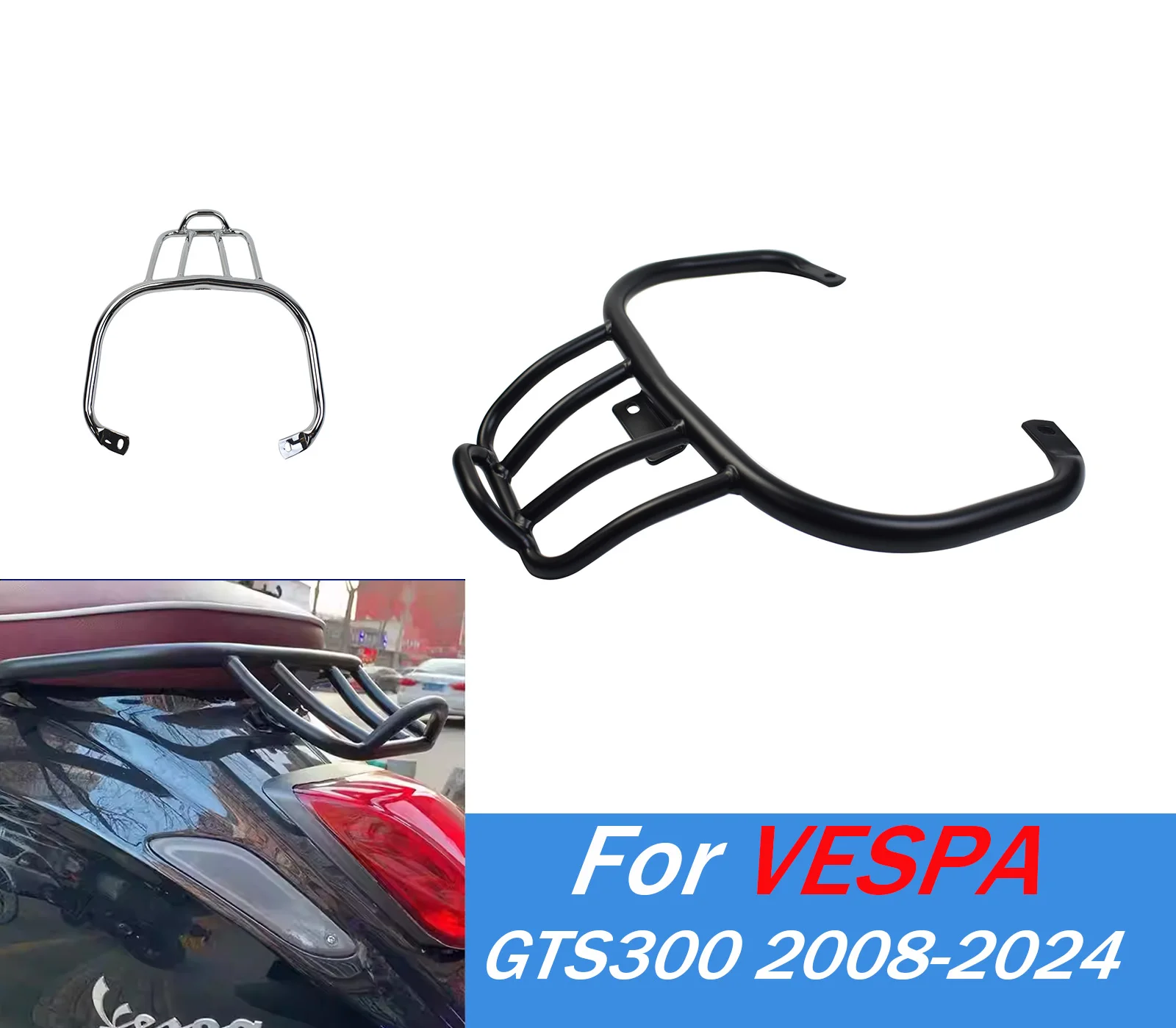 

﻿ Motorcycle Rear Luggage Rack Bracket For Vespa GTS300 GTS 300 2008-2024 Rear Luggage Bracket Luggage Rack Accessories ﻿