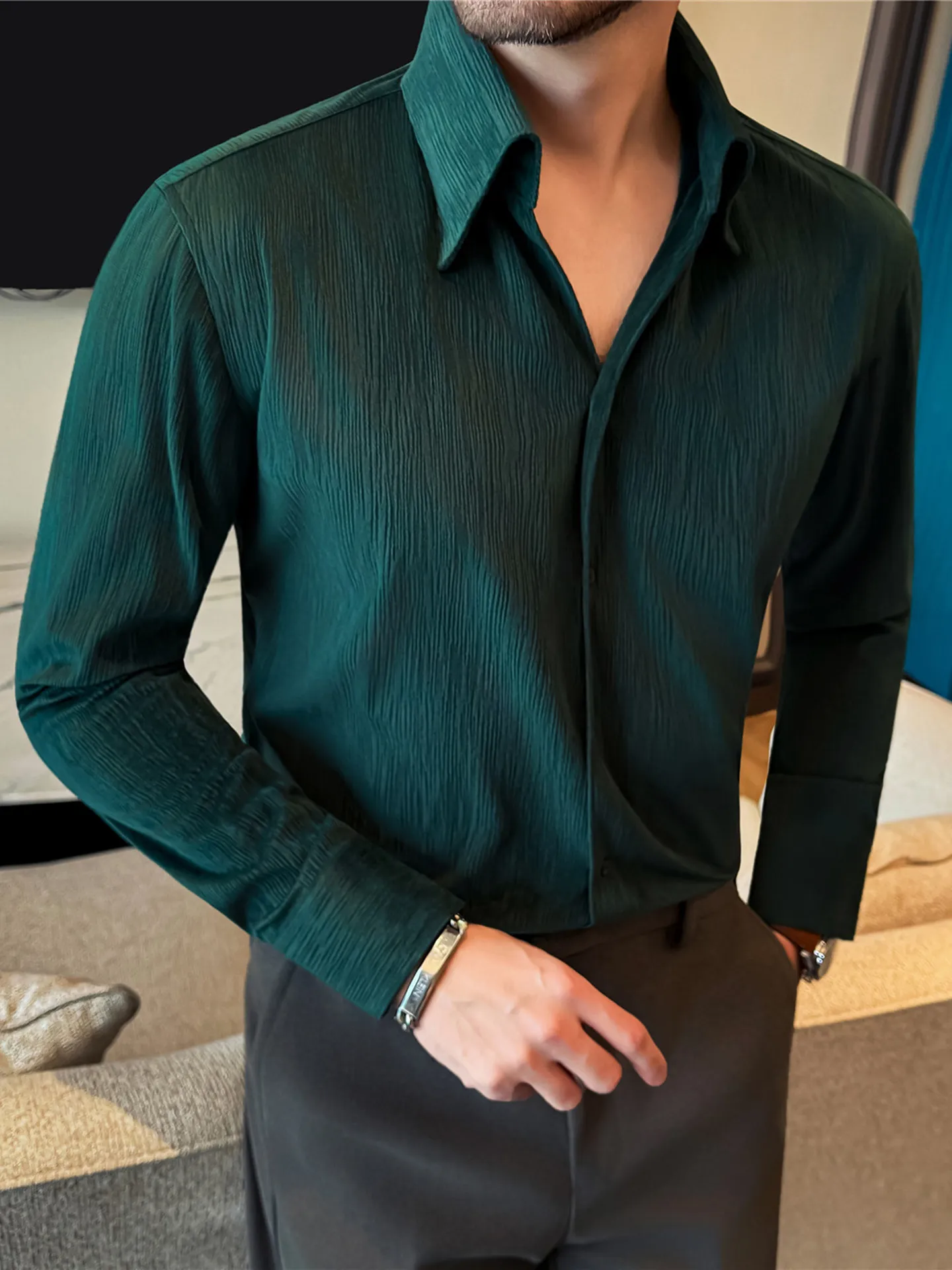 

Autumn Winter Thickened Corduroy Long Sleeve Shirts High Quality Anti-Wrinkle Men Slim Fit Casual Warm Velvet Party Shirt 3XL-M