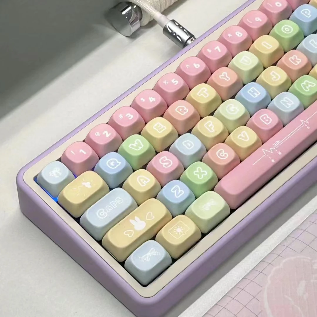 

138 Keys MOA profile PBT Keycaps GMK Rainbow Cute Keycap Dye Sublimation Mechanical Keyboard Keycap For MX Switch