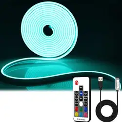 RGB Neon Strip USB Neon Light Strips 1/2/3/4/5M DC5V IP65 Waterproof Neon Lights For Bedroom Kitchen Home Indoor LED Decortion