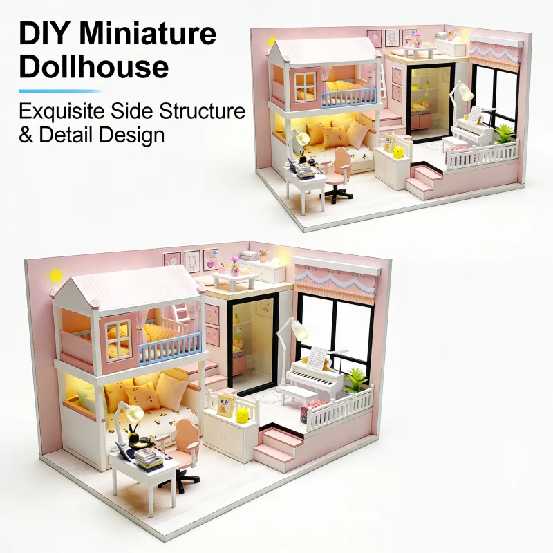 OUZEY 3D 木製パズル DIY ミニチュアハウスキット装飾モデルパズル装飾ティーンエイジベッドルーム興味深い DIY 誕生日ギフト