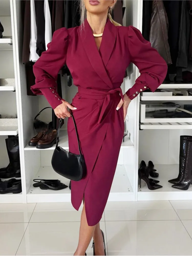 

New Cardigan Straps For Long Sleeves For Women Autumn Winter Dress Fashion Elegant Black V Neck Holiday Party Dresses Robe Femme