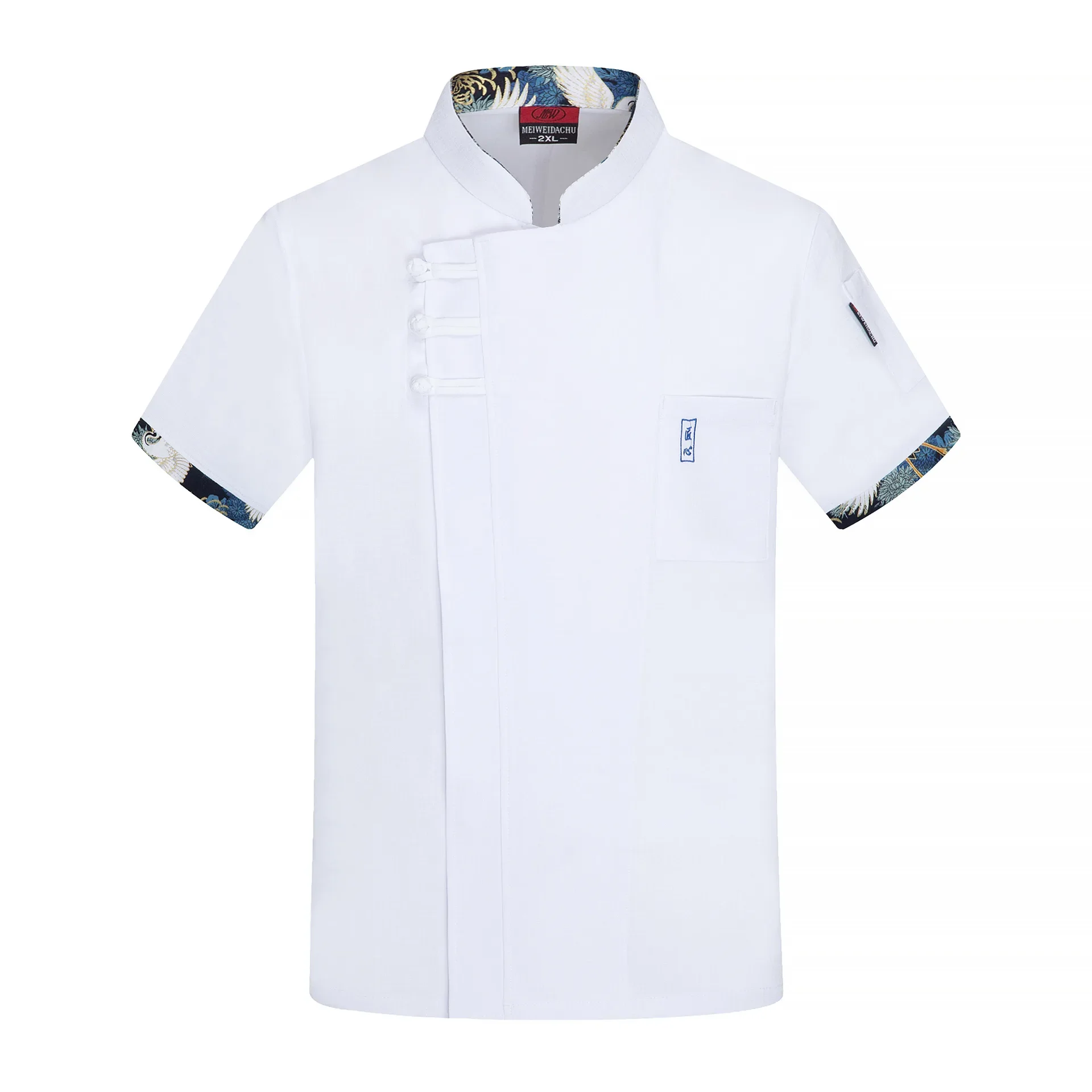 Uniforme Chef de manga curta para homens e mulheres, linho elástico, jaqueta de cozinha, camisa garçom