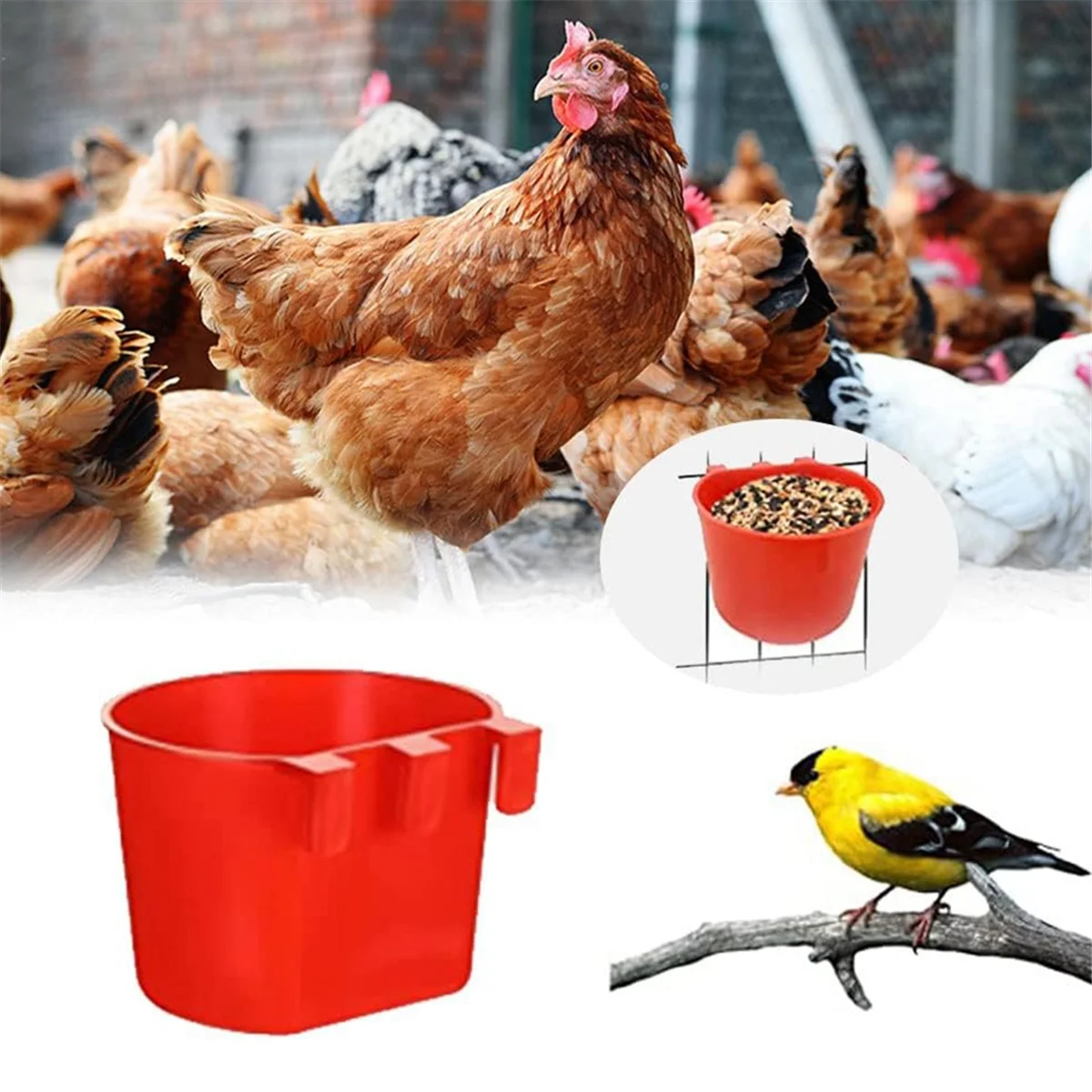 20Pcs Chickens Rabbit Feeders for Cage,Hanging Chicken Water Feeder Cup, Plastic Birds Feeders Seed Bowl,