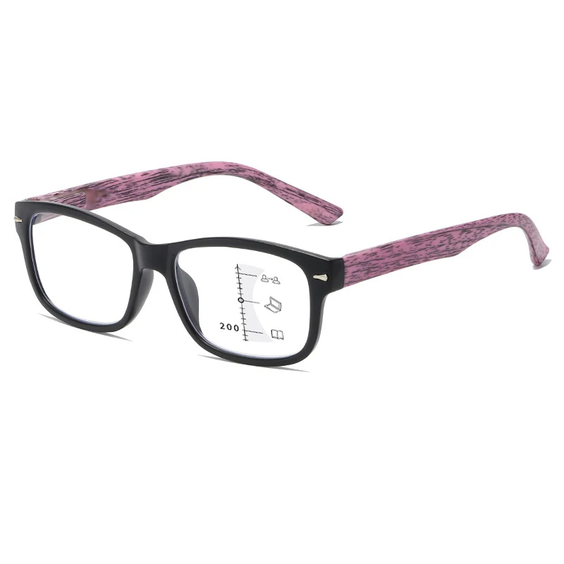 Lesebrille im Vintage-Look mit Rahmen mit Holzmaserung, geeignet für Nah- und Fernsicht, multifokaler Stil, neue Brillen