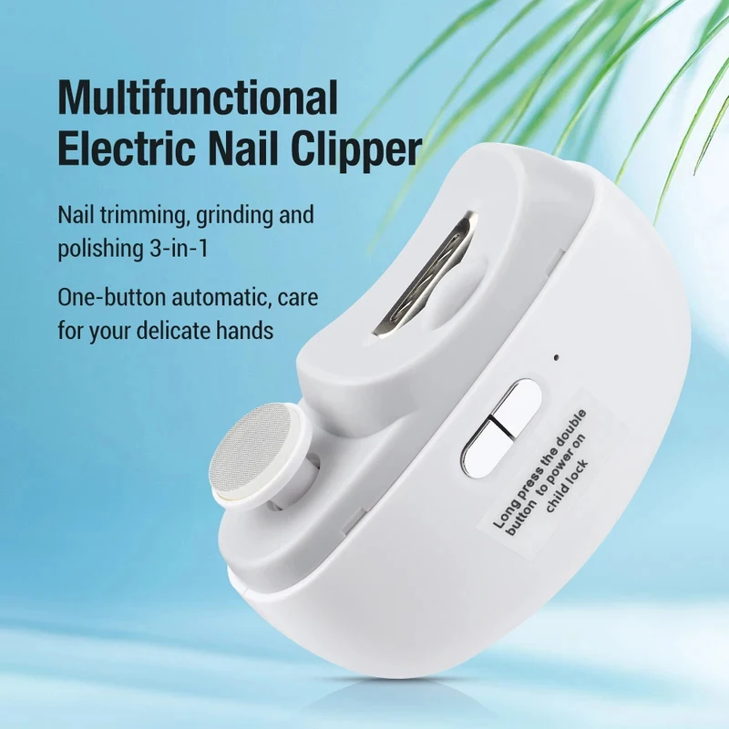 Cortador de Unhas Elétrico Recarregável USB com Luz Integrada, Aparador Automático Multifuncional para Lixar e Polir Unhas, Seguro