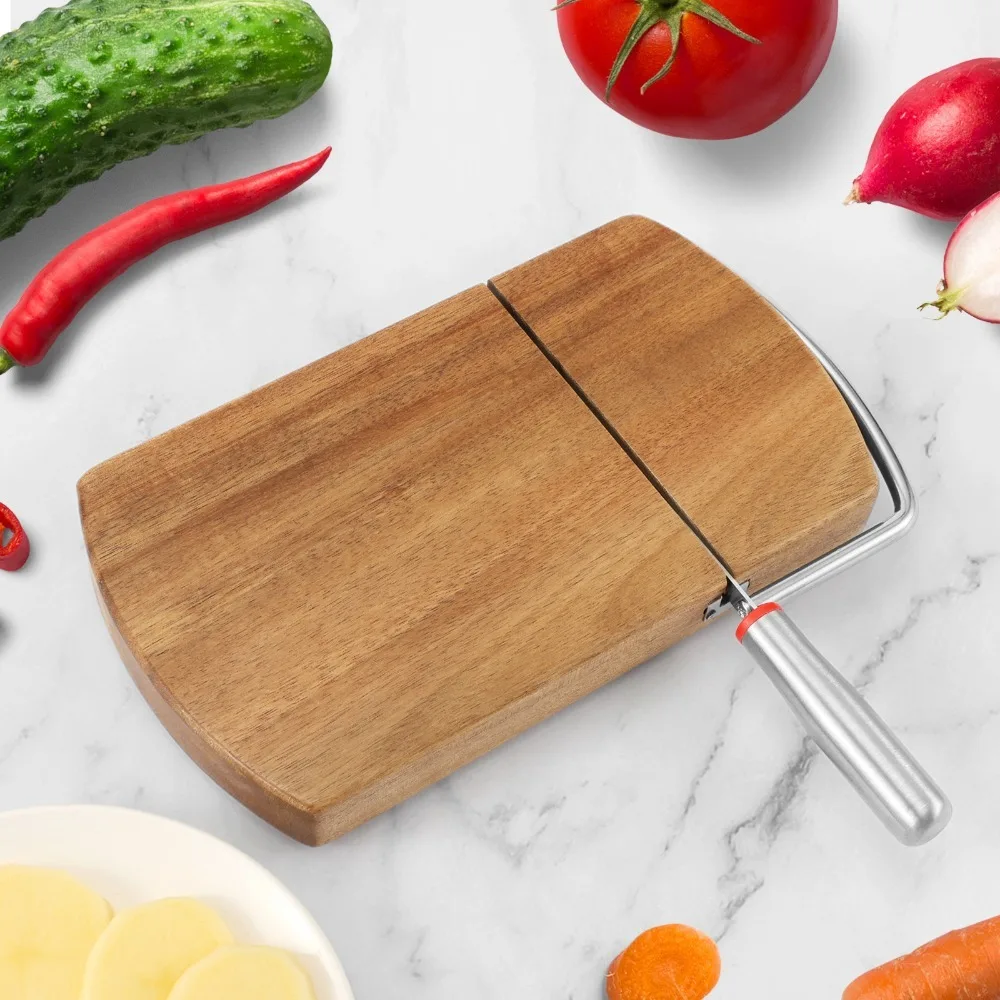

Manual Acacia Wood Cheese Slicer Non-slip Stainless Steel Handle Cheese Slicing Station Professional Effortless