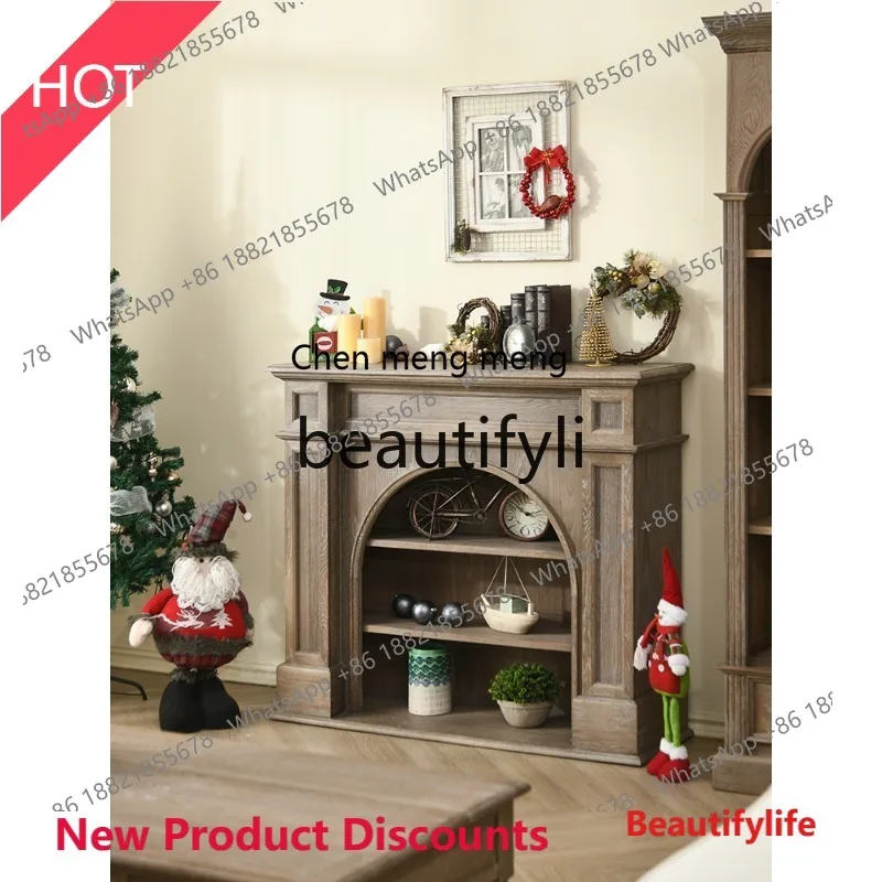 

cn8617 ssWooden Fireplace Mantel Decorative Cabinet Living Room Entryway Storage Rack Vintage Japanese Style Storage Cabinet