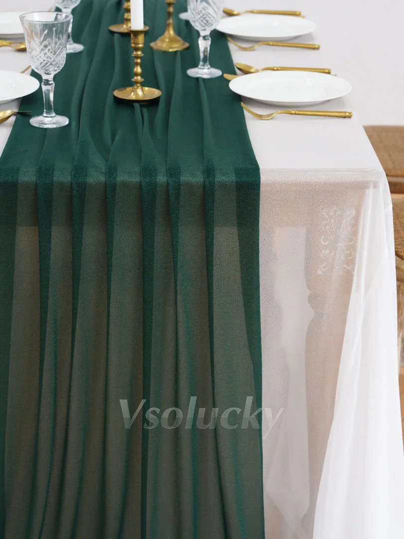 Sheer Table Runner Dark Green for Anniversary Party Wedding Christmas Anniversary Valentine's Day Home Dining Decorations