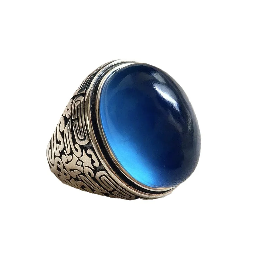 

Unisex Ice Lake Blue Sapphire Ring,Handmade Vintage Fashion Exquisite Rings,Unique Personality Jewelry for Men & Women for Party