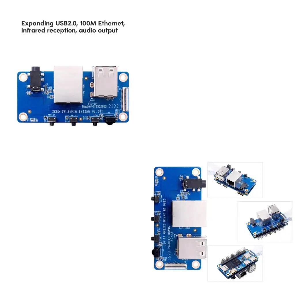 

2W Expansion Board USB 2.0 x 2 Video Mic IR Receiver HAT Development Board